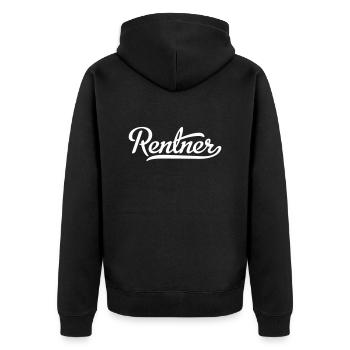 Rentner - Unisex Premium Bio Zip Hoodie - Schwarz - Hinten - Nico (187cm)