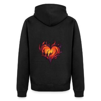 Coeur, Feu, Amour, Flamme - Veste à capuche bio Premium Unisexe - noir - Dos - Nico (187cm)