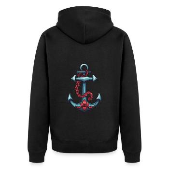 Port d’ancrage - Veste à capuche bio Premium Unisexe - noir - Dos - Nico (187cm)