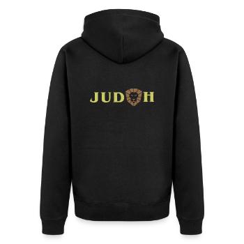 Lion Israël Tsahal Juda juif armoiries rétro - Veste à capuche bio Premium Unisexe - noir - Dos - Nico (187cm)