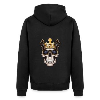Couronne de Roi Crâne - Veste à capuche bio Premium Unisexe - noir - Dos - Nico (187cm)