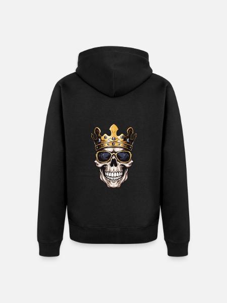 Skull King Crown - Unisex Premium Organic Zip Hoodie - black
