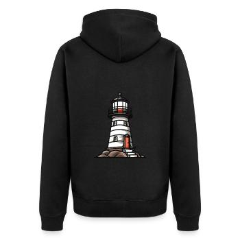 Leuchtturm Küste - Unisex Premium Bio Zip Hoodie - Schwarz - Hinten - Nico (187cm)