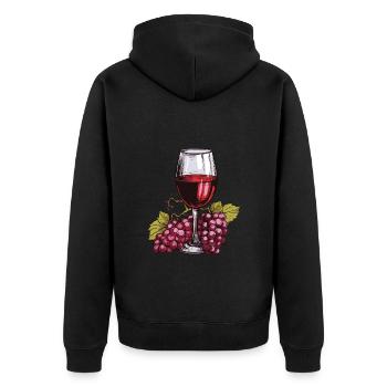 Wine Glass Grapes Wine - Unisex Premium Organic Zip Hoodie - black - Back - Nico (187cm)