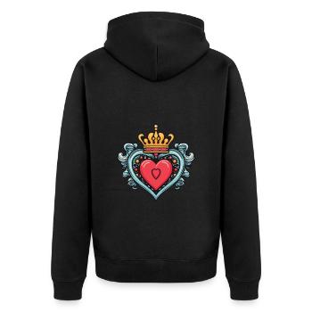 Cœur Couronne d’Amour - Veste à capuche bio Premium Unisexe - noir - Dos - Nico (187cm)
