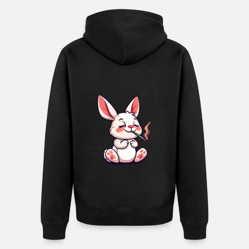 Hase Raucher Smoke Joint - Unisex Premium Bio Zip Hoodie - Schwarz