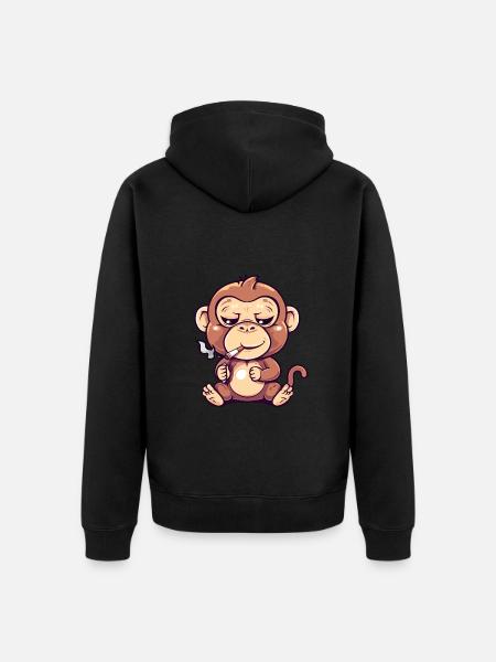 Monkey Smoker Fumer Joint - Veste à capuche bio Premium Unisexe - noir