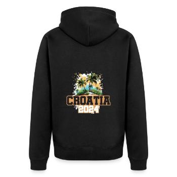 Croatia 2024 Reisen Urlaub - Unisex Premium Bio Zip Hoodie - Schwarz - Hinten - Nico (187cm)