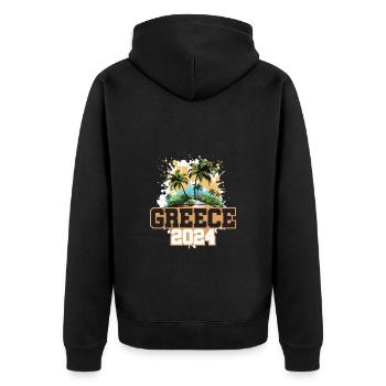 Greece 2024 Travel Holidays - Unisex Premium Organic Zip Hoodie - black - Back - Nico (187cm)