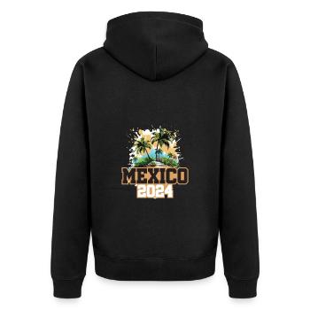 Mexiko 2024 Reisen Urlaub - Unisex Premium Bio Zip Hoodie - Schwarz - Hinten - Nico (187cm)