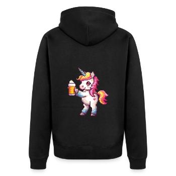 Unicorn Beer Party Funny - Unisex Premium Organic Zip Hoodie - black - Back - Nico (187cm)
