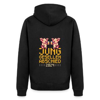 Pig Bachelor Party 2024 Party - Unisex Premium Organic Zip Hoodie - black - Back - Nico (187cm)