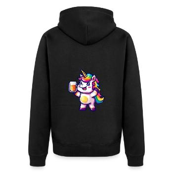 Unicorn Beer Party Celebration Colorful - Unisex Premium Organic Zip Hoodie - black - Back - Nico (187cm)
