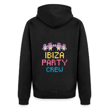 Einhorn Ibiza Party Crew Lustig - Unisex Premium Bio Zip Hoodie - Schwarz - Hinten - Nico (187cm)