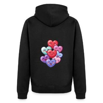 Bunte Herzen Love - Unisex Premium Bio Zip Hoodie - Schwarz - Hinten - Nico (187cm)