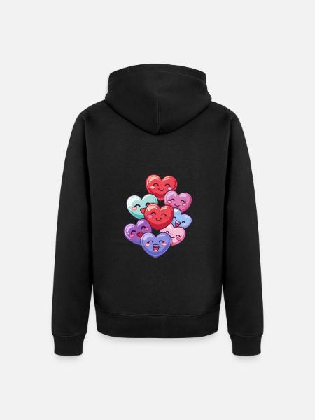 Bunte Herzen Love - Unisex Premium Bio Zip Hoodie - Schwarz