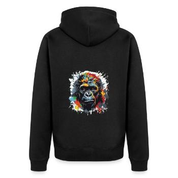 Gorilla Pop Art Head - Unisex Premium Organic Zip Hoodie - black - Back - Nico (187cm)