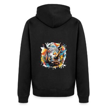Tête de rhinocéros Pop Art - Veste à capuche bio Premium Unisexe - noir - Dos - Nico (187cm)