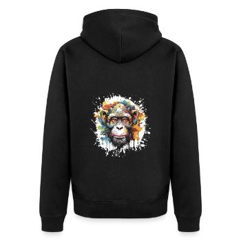 Tête de singe Pop Art - Veste à capuche bio Premium Unisexe - noir - Dos - Nico (187cm)
