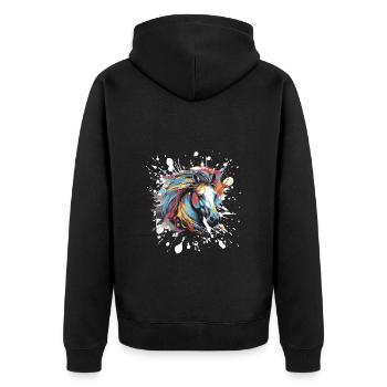 Tête de cheval Pop Art - Veste à capuche bio Premium Unisexe - noir - Dos - Nico (187cm)