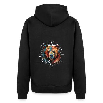 Bear Pop Art Head - Unisex Premium Organic Zip Hoodie - black - Back - Nico (187cm)
