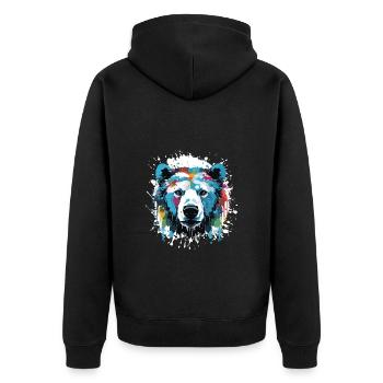 Polar Bear Pop Art Head Polar Bear - Unisex Premium Organic Zip Hoodie - black - Back - Nico (187cm)