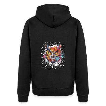 Owl Pop Art Head - Unisex Premium Organic Zip Hoodie - black - Back - Nico (187cm)