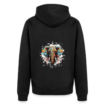 Tête d’éléphant Pop Art - Veste à capuche bio Premium Unisexe - noir - Dos - Nico (187cm)