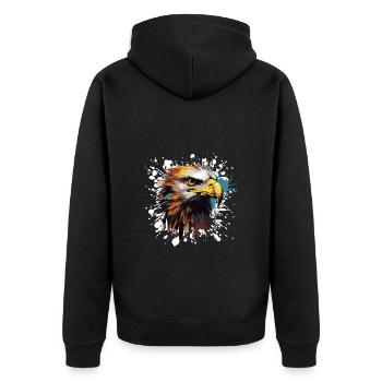 Eagle Pop Art Head - Unisex Premium Organic Zip Hoodie - black - Back - Nico (187cm)