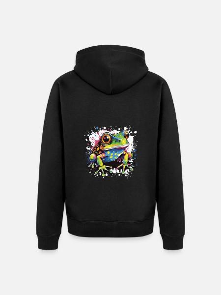 Frog Pop Art Animal - Unisex Premium Organic Zip Hoodie - black
