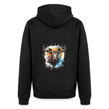 Moose Pop Art Head - Unisex Premium Organic Zip Hoodie - black - Back - Nico (187cm)