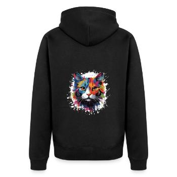 Tête de symbole de chat Pop Art - Veste à capuche bio Premium Unisexe - noir - Dos - Nico (187cm)
