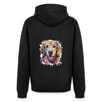 Golden Retriever Dog Pop Art Head - Unisex Premium Organic Zip Hoodie - black - Back - Nico (187cm)