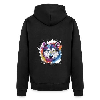 Husky Dog Pop Art Head - Unisex Premium Organic Zip Hoodie - black - Back - Nico (187cm)