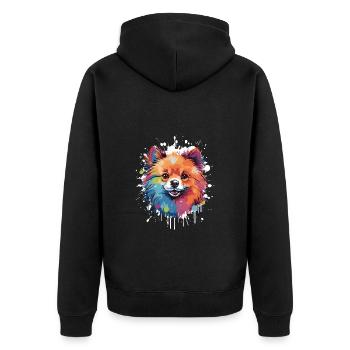 Tête de chien Pop Art poméranien - Veste à capuche bio Premium Unisexe - noir - Dos - Nico (187cm)