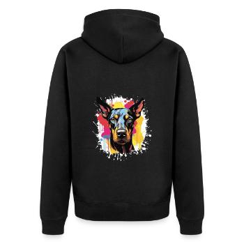 Doberman chien Pop Art tête - Veste à capuche bio Premium Unisexe - noir - Dos - Nico (187cm)