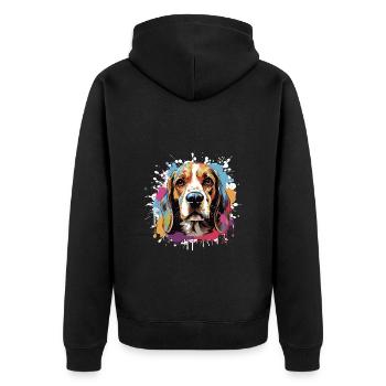 Beagle Dog Pop Art Head - Unisex Premium Organic Zip Hoodie - black - Back - Nico (187cm)