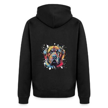 Mastiff Hund Pop Art Kopf - Unisex Premium Bio Zip Hoodie - Schwarz - Hinten - Nico (187cm)