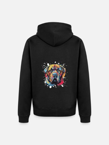 Mastiff Dog Pop Art Head - Unisex Premium Organic Zip Hoodie - black