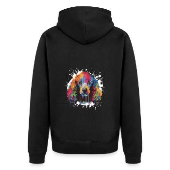 Pudel Hund Pop Art Kopf - Unisex Premium Bio Zip Hoodie - Schwarz - Hinten - Nico (187cm)