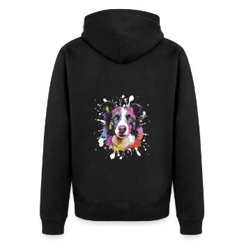 Border Collie chien Pop Art tête - Veste à capuche bio Premium Unisexe - noir - Dos - Nico (187cm)