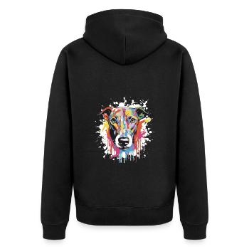 Greyhound Dog Pop Art Head - Unisex Premium Organic Zip Hoodie - black - Back - Nico (187cm)