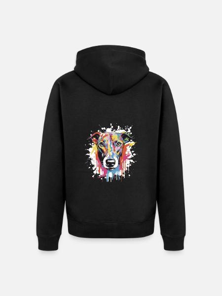 Greyhound Dog Pop Art Head - Unisex Premium Organic Zip Hoodie - black