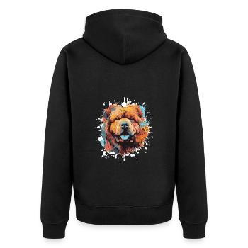 Chow Chow chien Pop Art tête - Veste à capuche bio Premium Unisexe - noir - Dos - Nico (187cm)
