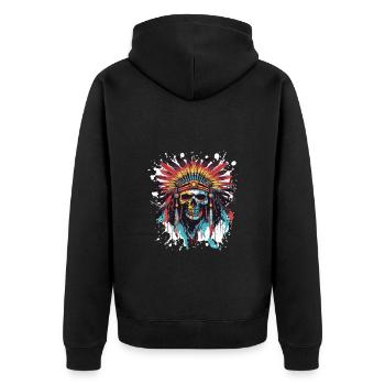 Apache crâne indien Pop Art - Veste à capuche bio Premium Unisexe - noir - Dos - Nico (187cm)