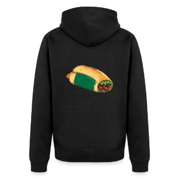 Pixel-Perfect Runza - Unisex Premium Bio Zip Hoodie - Schwarz - Hinten - Nico (187cm)