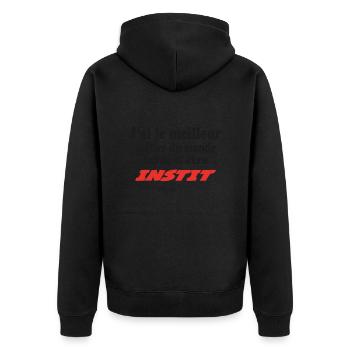 J'ai le meilleur metier du monde : INSTIT - Veste à capuche bio Premium Unisexe - noir - Dos - Nico (187cm)