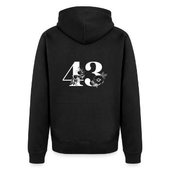 Numéro 43 floral noir - 43e anniversaire floral - Veste à capuche bio Premium Unisexe - noir - Dos - Nico (187cm)