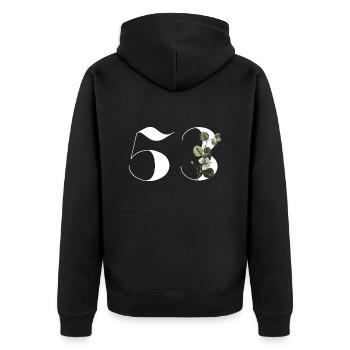 Nummer 53 Blumengrün - 53. Blumengeburtstag - Unisex Premium Bio Zip Hoodie - Schwarz - Hinten - Nico (187cm)