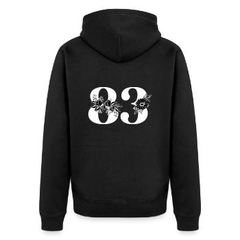 Numéro 83 floral noir - 83e anniversaire floral - Veste à capuche bio Premium Unisexe - noir - Dos - Nico (187cm)
